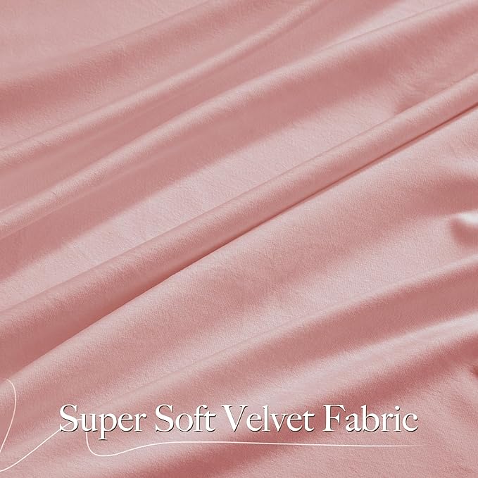 NICETOWN Pink Velvet Curtains 84 inch Long 2 Panels for Girls, Blush Pink Noise Reduction Rod Pocket Design Soft Luxury Window Treatments for Nursery, W52 x L84