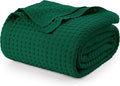 Utopia Bedding Forest Green 100% Cotton Waffle Blanket 300 GSM [Queen - 90x90 Inch] Soft Lightweight Breathable Bed Blanket for All Season