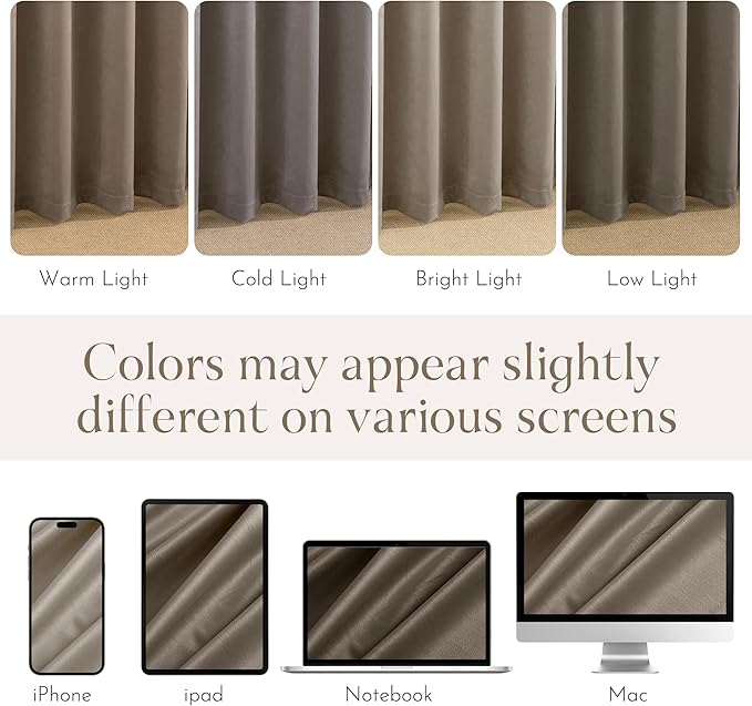 NICETOWN 120 inches Velvet Curtains - Taupe Blackout Extra Long High Ceiling Soft and Heavy Drapes for Living Room, Meeting Room and Theater, W52 x L120, 2 Panels