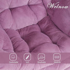 Welnow Lazy Chair with Ottoman, Modern Accent Chair with Armrests and a Side Pocket, Leisure Sofa Armchair Set, Reading Armchair with Footrest for Small Space, Plush Purple