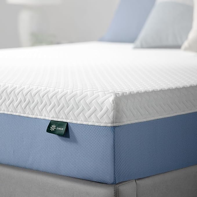 Zinus 8 Inch Queen Cooling Essential Memory Foam Mattress [NewVersion], Fiberglass Free, Medium Feel, Breathable Cooling Layers, Certified Safe Materials