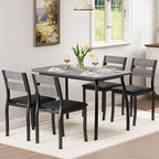 IDEALHOUSE Dining Table Set for 4 Modern Kitchen Table and Chairs Set with Chamfered Edges Cushioned Seats Space-Saving Metal Frame Compact Breakfast Nook (Soft Seat Black Tube + Black)