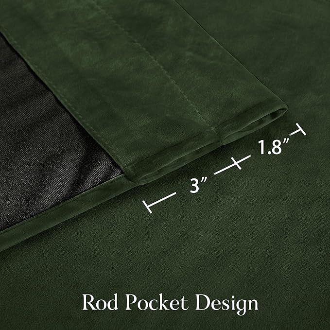 NICETOWN Olive Green 90 inch Long Velvet Curtains for Bedroom 2 Panels, Thermal Insulated Room Darkening Heavy Duty Velvet Drapes for Living Room, Privacy Protection Window Treatment, W52 x L90