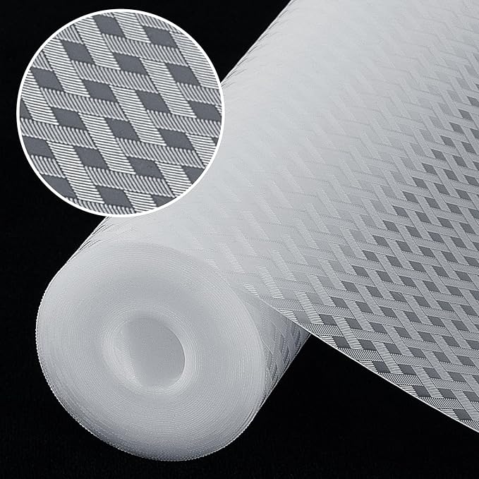 Shelf Liners, Non-Adhesive Drawer Liner, Waterproof & Oil-Proof Kitchen Cabinet Cupboard Liner Plastic EVA Material BPA Free Fridge Liner Mats Paper Protector for Shelves (Clear/12in x 120in)
