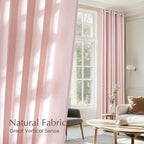 NICETOWN Thick Linen Light Pink Curtains for Kids Room, Grommet Flax Linen Privacy Added with Light Filtering Window Treatments for Girls Room, W55 x L96, 2 Panels