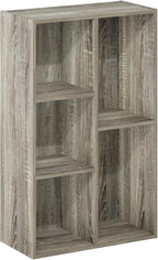 Furinno LUDER Book Shelf, 5-Cube Bookshelf, Reversible Bookcase, 9.4 x 19.5 x 31.5, Easy Assembly, for Living Room, Bedroom, Home Office, French Oak