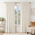 NICETOWN Cute Pom-Pom Trim Velvet Curtains 8 ft Long, Ivory White – Delicate Light Filtering Drapes Beautiful Lovely Home Decor for Baby, 52" W x 96" L, 2 Panels