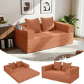 COMAX Futon Sofa Bed, 4‑in‑1 Convertible Sofa Bed, Folding Boneless Couches for Living Room, Fold Out Small Foldable Loveseat Floor Sleeper Comfy Mattress Lounge Space‑Saving, Light Orange