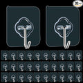 Adhesive Hooks, 32 Pack 33lb(Max) Sticky Hooks, Transparent Reusable Removable Adhesive Hooks for Hanging, Wall Hooks for Hanging Can be Use for Kitchen Bathroom Shower Outdoor Home Improvement