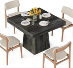 LITTLE TREE Dining Table for 4 People, 31.5-Inch Square Small Kitchen Table, Farmhouse Dinner Table with Sturdy Pedestal Base for Restaurant, Dining Room, Living Room, Grey