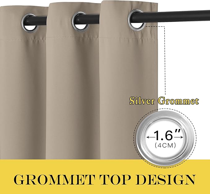NICETOWN Room Divider Curtain 132 Inches Long, Wide Blackout Sliding Door Curtain for Bedroom, Room Darkening Privacy Window Curtain for Patio Door (1 Panel Set, Taupe, 80 x 132 Inch)