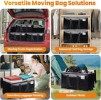 Heavy-Duty & Extra Capacity Moving Bags with Backpack Straps, Storage Totes with Double Zipper & Strong Handles, Packing Bags Alternative to Moving Boxes, Moving Supplies (10 Pack, Black)