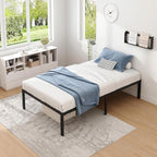 Metal Bed Frame,Twin Size Bed Frame with Storage Space,Heavy Duty Sturdy Mattress Foundation,Easy Assembly,No Box Spring Needed, Black,12 Inch,Twin