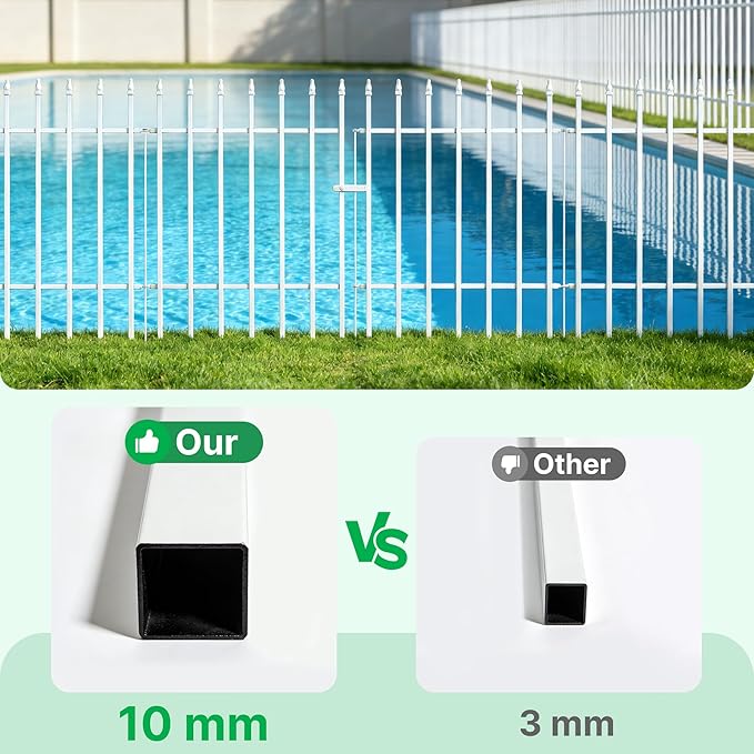 Metal Decorative Garden Fence 36" H x 28" W (5 Panels, Total Length 11.6 feet), Metal Border Folding Fence, Landscape Fencing Dog Fence Pet Fence for Flower Bed, Yard, Animal Barrier (White)
