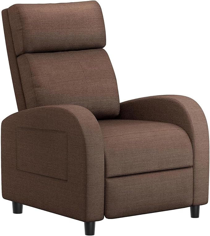 Homall Recliner Chair, Recliner Sofa for Adults, Recliners Home Theater Seating with Lumbar Support, Reclining Sofa Chair for Living Room (Fabric, Brown)