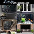 rabbitgoo Window Privacy Film Rainbow Film Decorative Window Sticker, 3D Static Stained Glass Cling Tint for Room Darkening Day Sleep, Black, 23.6 x 78.7 inches