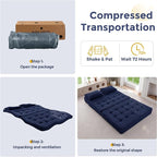 MAXYOYO Folding Sofa Couch, Convertible Floor Sleeper Couch with 2 Pillows, Tufted Floor Loveseat Couch Tufted Fold Out Chair Bed Comfy Sofa Lounge for Living Room Bedroom, Navy