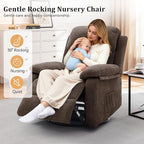 Recliner Chair, 360 Swivel Rocker Chair for Adults, Small Rocking Recliner Chair for Small Spaces, Upholstered Chenille Fabric Glider Recliner Nursery Chair with Side Pockets for Living Room