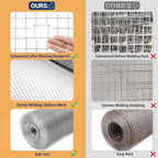1/4inch 16Inch（H） x25Ft（L） 23 Gauge Mental Mesh Roll Hardware Cloth Chicken Fence Powder Coated Galvanized Welded Fence for Poultry Cage Home Improvement Projects