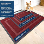 OLANLY Front Door Mat Indoor Outdoor Entrance, Waterproof All-Season, All-Weather Doormat, Sturdy Natural Rubber, Fade Resistant, Low Profile, Easy Clean Patio Porch Entryway Mat, 47x23, Wine Red