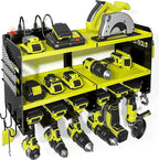 Power Tool Organizer, 15 Min Quick Assembly & Max 420lb Load by Heavy Duty Metal, 6 Slots for Cordless Drill with 4 Outlet Power Strip in Garage/Workshop/Suitable for Thanksgiving/Christmas