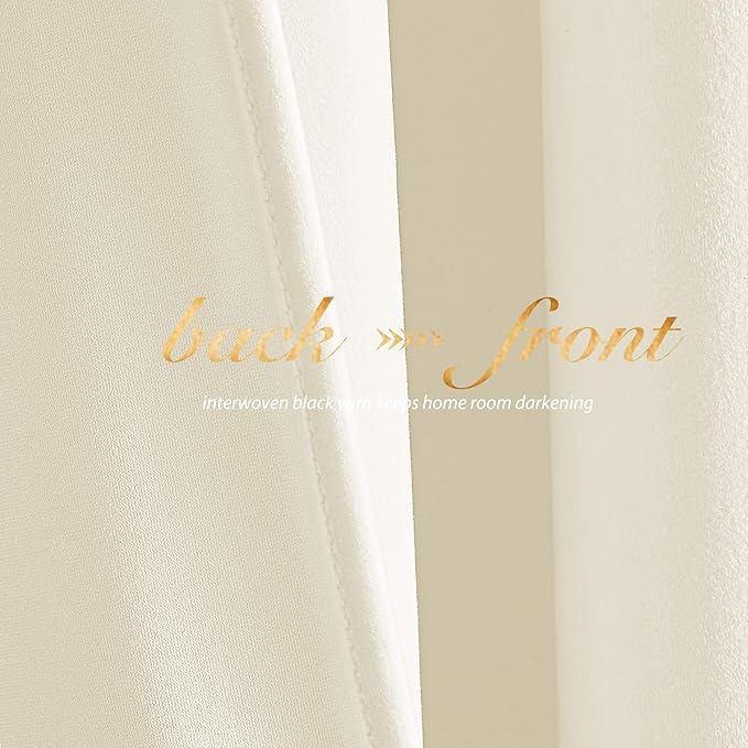 NICETOWN Ivory White Velvet Curtains 108" Length for Bedroom and Living Room, Room Darkening Velvet Curtains 52" Wide Thermal Insulated, Luxury and Thick Window Drapes, 2 PCs