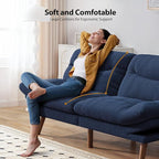 Pipishell Futon Sofa Bed, 66 Inch Corduroy Futon Couch Convertible with Adjustable Backrest and Armrests, Recliner Sleeper Sofa for Small Spaces, Living Room, Office, Guest Room (Blue, 66 Inch)