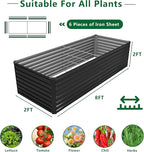 8x2x2FT Galvanized Raised Garden Bed Kit,Vegetable Plant Boxes-Rectangle Metal Flower Box,Large Planter Raised Beds Outdoor Garden for Planting,Fruit,Herb-Black