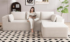 106" Cloud Sectional Boneless Couches for Living Room, Modular L Shaped Couch with Deep Seat Oversized Right Facing Chaise, Memory Foam Compressed Spineless 3 Seater Sofa for Apartment, Beige