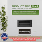 Modern Air Vent Cover 10x4 (Duct Opening) - Decorative Black Aluminum Linear Slot Diffuser for Wall, Ceiling, Floor Register - Quiet Operation HVAC Grille for Home with Adjustable Airflow