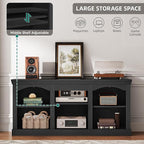 YITAHOME Farmhouse TV Stand for 65 Inch TV, Entertainment Center with Adjustable Shelf, Large TV Console Table for Living Room (Black)