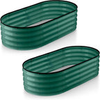 Plant & Plot Galvanized Raised Garden Beds Outdoor // 4×2×1 ft (2-Pack) Planter Raised Beds for Gardening, Vegetables, Flowers // Large Metal Garden Box (Dark Green) // Patented Tool-Free Design