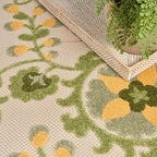 Nourison Home Aloha Ivory Green 7'10" x 10'6" Area Rug - Easy Clean, Non Shedding, Bed Room, Living Room, Dining Room, Kitchen (8' x 11')