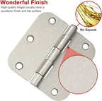 3 Pack Rounded Door Hinges Brushed Nickel 3.5 Inch 5/8" Radius Hardware Satin 3 ½" Heavy Duty Flat Iron Silver Hinge for Doors Kit Interior 3 1/2" Bedroom Kitchen Living Storage Study Room Hallway