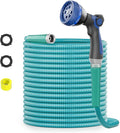SPECILITE 100ft 304 Stainless Steel Garden Hose Metal, Heavy Duty Water Pipe with Nozzles for Yard, Outdoor - Flexible, Never Kink & Tangle, Puncture Resistant (Sky Blue)