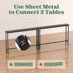 SUPERJARE 5.7 Inch Console Table with Outlet, Sofa Table, Behind Couch Table, 5.7 x 39.4 x 29.7 Inches, Metal Frame, Charging Station, for Living Room, Black