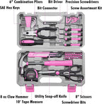 CARTMAN Home Tool Set Kit, Basic Household Hand Tools with Storage Case Light Pink