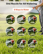 VEVOR Retractable Garden Hose Reel, 1/2 in x 130 ft, Wall Mounted Hose Reel with 9-Function Sprayer Nozzle and 180° Swivel Bracket, Any Length Lock, Automatic Slow Rewind System, for Garden Watering