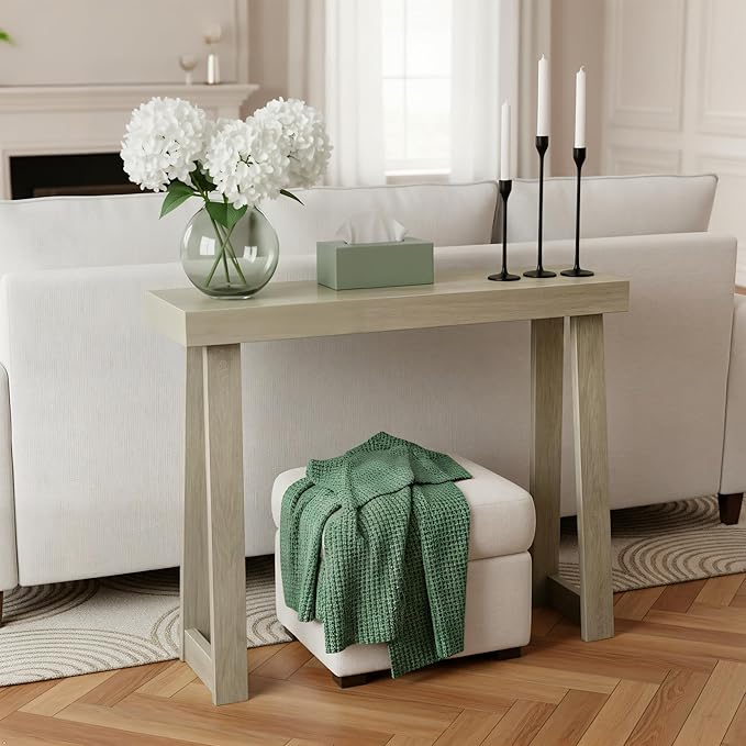 Plank+Beam Solid Wood Console Table, 36 Inch, Sofa Table, Narrow Entryway Table for Hallway, Behind The Couch, Living Room, Foyer, Easy Assembly, Seashell