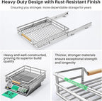 Pull out Cabinet Organizer, 12"W X 21"D, Heavy Duty Smooth Sliding Under Cabinet Shelves for Pots and Pans, Full-Extension Roll out Drawers, Slide out Organization for Home Kitchen Pantry