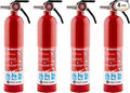 First Alert Fire Extinguisher for Home, Standard Rechargeable Compliance Unit, UL RATED 1-A:10-B:C, HOME1-4, Red, 4-Pack