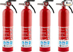 First Alert Fire Extinguisher for Home, Standard Rechargeable Compliance Unit, UL RATED 1-A:10-B:C, HOME1-4, Red, 4-Pack