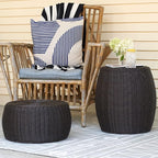 Household Essentials Handwoven Resin Storage Stool Ottoman, Brown