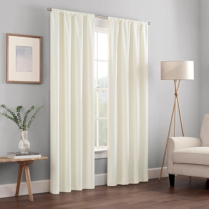 ECLIPSE Kendall Modern Blackout Thermal Rod Pocket Window Curtain for Bedroom or Living Room (1 Panel), 42 X 54, Ivory