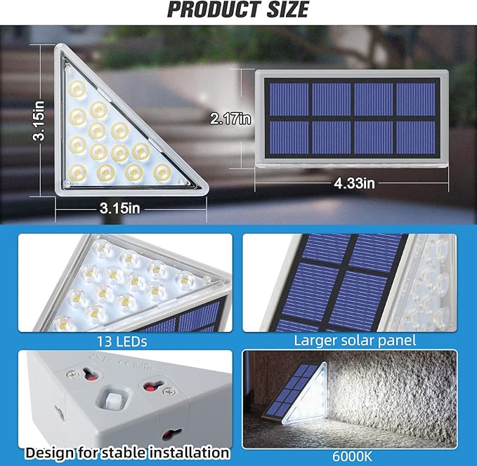 NIORSUN Solar Step Lights,8 Pack Cool White Solar Stair Lights Outdoor Waterproof IP67 Auto On Off,Solar Lights for Steps,Stair,Patio,Yard,Porch,Front Door,Sidewalk,Deck Decor
