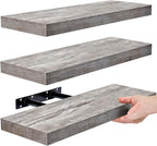 Sorbus Floating Shelves for Wall - Set of 3 Rustic Wood Wall Shelves for Living Room, Kitchen, Bedroom, Bathroom Storage - 16" Book Shelf for Wall/Home Decor, Farmhouse, Frames & Trophy Display