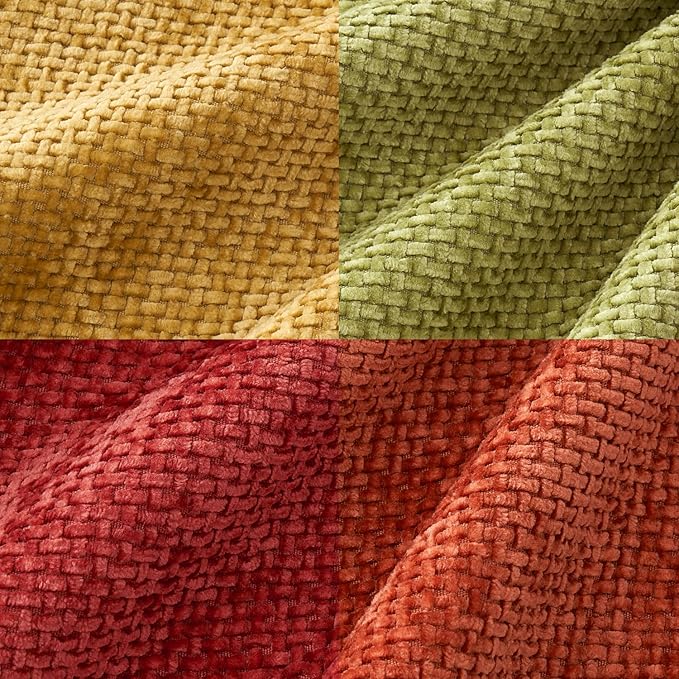 MIULEE Pack of 4 Burnt Orange Couch Throw Pillow Covers 20x20 Inch Yellow Green Soft Decorative Chenille Pillows Farmhouse Accent Cushions for Boho Home Decor Spring Sofa Bedroom Living Room