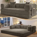 78.8" Convertible Futon Sofa Bed,Corduroy Futon Couch with Storage Pocket,Folding Pull Out Sofa,No Assembly Boneless Couch for Living Room,Brown