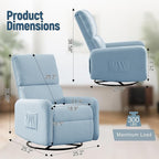 360° Rocking Chair, Nursery Rocker Chair with Side Pockets, Glider Nursing Chair with Steel Structure Base, Small Chair for Small Spaces, Sherpa Swivel Accent Chairs for Living Room, Nursing