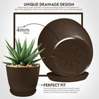 Utopia Home - Plant Pots Indoor with Drainage - 7/6.6/6/5.3/4.8 Inches Garden Flower Pots for Indoor Planter - 5 Pack Brown Plastic Planters - Ideal for Stocking Stuffers or Room, Office Home Decor